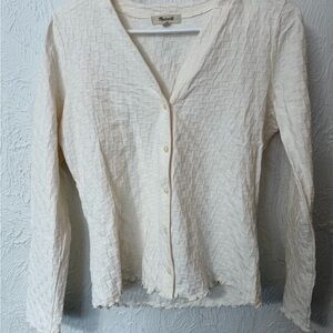 Madewell Cream Cotton Textured Button-Up Top